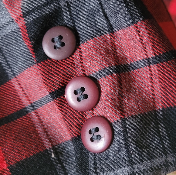 1980s red black plaid double breasted blazer - Picture 6 of 12